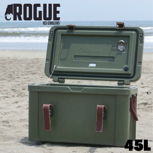 【ROGUE】45L クーラーボックス グリーン 南アフリカ製 本革使用 サファリルック クーラーボックス アイスボックス BBQ グランピング キャンプ アウトドア 釣り ソロキャンプ スポーツ 断熱 保冷 キャンプギア 送料無料 ギフト プレゼント