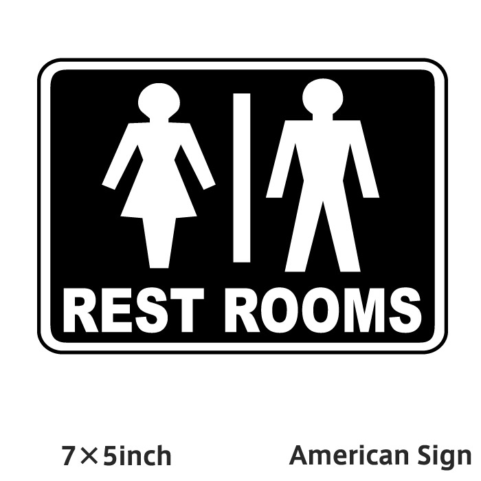 American Sign RESTROOMS SIGN お手洗い トイレ 標識 アメリカンプレート アメリカン雑貨 アメリカン プレート 看板 サインプレート 輸入雑貨 インテリア雑貨 おしゃれ 海外 バイカー アメリカン サインボード 車 7×5inch 店舗内装