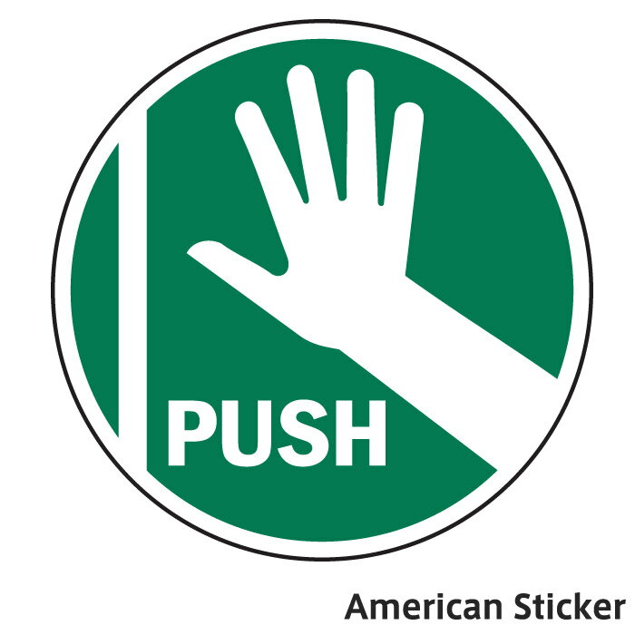 PUSH LABEL DOOR STICKER ステッカー アメリカンサイン アメリカン シール ドア用 アメリカン雑貨 店舗内装 インテリア 車 自転車 防犯ステッカー