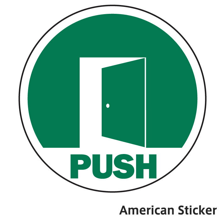 PUSH LABEL2 DOOR STICKER ステッカー アメリカンサイン アメリカン シール ドア用 アメリカン雑貨 店舗内装 インテリア 車 自転車 防犯ステッカー