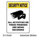 ALL ACTIVITIES BEING RECORDED STICKER VIDEO SURVEILLANCE ステッカー アメリカンサイン アメリカン シール ドア用 アメリカン雑貨 店舗内装 インテリア 車 自転車 防犯ステッカー 5×7inch