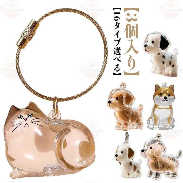 【楽天スーパーSALE】3個入り 16タイプ選べる 抜け毛収納 遺毛入れ ケース 透明 ペット ペット ペットメモリアルボトル ペット 毛を保管するボトル 猫 遺毛 収納ボッ
