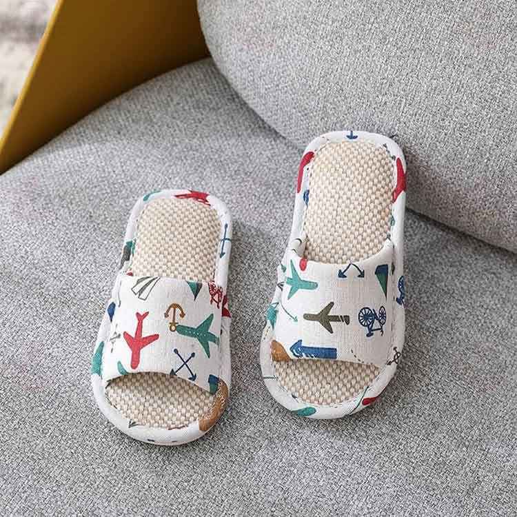 子供用 スリッパ 夏用 秋 かわいい キッズ ルームシューズ リネン 麻 室内履き 部...