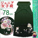 【小学校 卒業式 袴】 ジュニア用 刺繍入りぼかし袴(135サイズ)「緑系、花束に水引き」