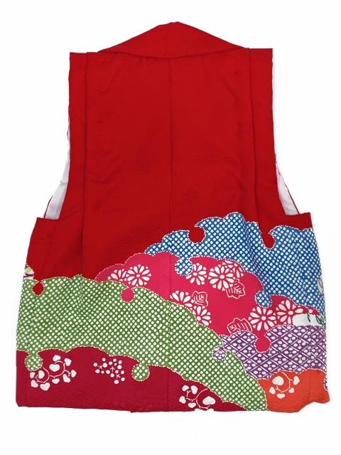 七五三 3歳 女の子 和染紅型 栗山吉三郎 正絹 被布コート 単品 日本製「赤系、京紅型」HHFK-01 3