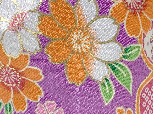 七五三 3歳 女の子 巾着 和柄巾着 こどもきんちゃく 単品「紫、花」THFM-kin 2