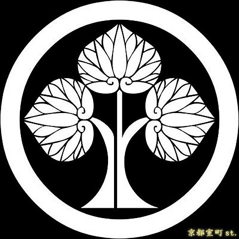 【家紋シール】 貼り付け家紋 「丸に左離れ立葵」 KOM136 黒地の着物用 着物に直接貼れる 男性用(直径 約4cm) ※女性用 子供用に変更可