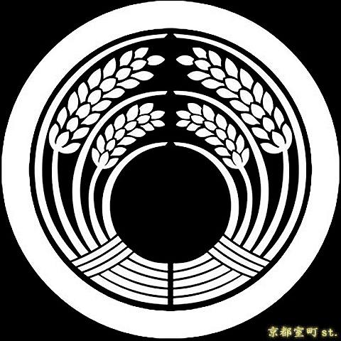 【家紋シール】 貼り付け家紋 「丸に稲荷抱き稲」 KOM137 黒地の着物用 着物に直接貼れる 男性用(直径 約4cm) ※女性用 子供用に変更可