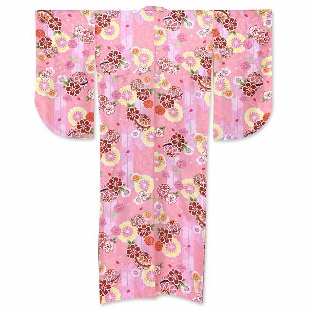 卒業式 袴セット 女子用 大学生 長丈の二尺袖着物 小振袖 刺繍袴(M／Lサイズ) 2点セット 合繊「ピンク、矢羽と鞠」DNS705HS-R 購入 販売