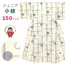 着物 子供 洗える着物 小紋 袷 ジュニア 女の子の着物 150サイズ「白系、格子に雪輪」JRKM15-1551
