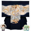 お宮参り 男の子 正絹 着物 刺繍柄 高級祝い着 日本製 赤ちゃんのお祝い着 初着 産着 襦袢付き「黒地、渦龍柄」TNUB121 購入 販売
