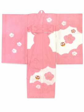 お宮参り 着物 女の子 日本製 正絹 お祝い着(初着 産着)「ピンク 鈴と熨斗に梅」 襦袢付き HGU815 購入 販売