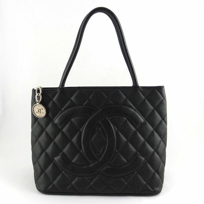 Rakuten - シャネル CHANEL 復刻トート A01804 トートバッグ キャビアスキン ブラック シルバー金具 レディース 【中古】