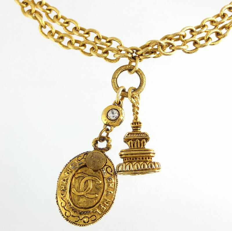 Rakuten - シャネル CHANEL 2連 チェーン ロング ネックレス　ココマーク　ゴールド　ラインストーン　ヴィンテージ　アクセサリー　レディース 【中古】
