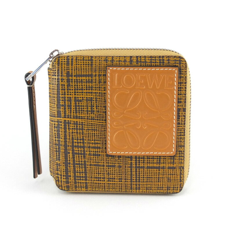 Rakuten - ロエベ LOEWE スクエア ジップウォレット アナグラム 二つ折り財布 ラウンドファスナー ブラウン系 【中古】