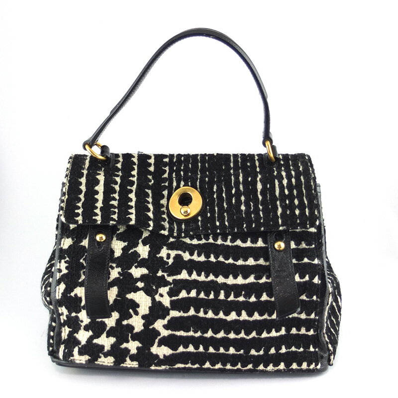 Rakuten - イヴサンローラン YVES SAINT LAURENT ミューズ トゥ ハンドバッグ 229680 ブラック ツイード レディース 【中古】
