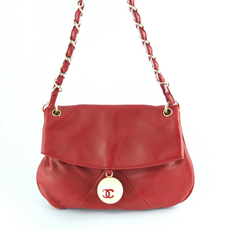 Rakuten - シャネル CHANEL チェーンショルダーバッグ ココボール ラムスキン レッド レディース 【中古】