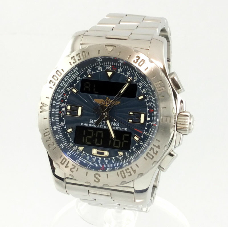 ブライトリング BREITLING　エアウルフ　A78363　クォーツ　デジアナ　ブルー文字盤　メンズ腕時計　SS 【中古】