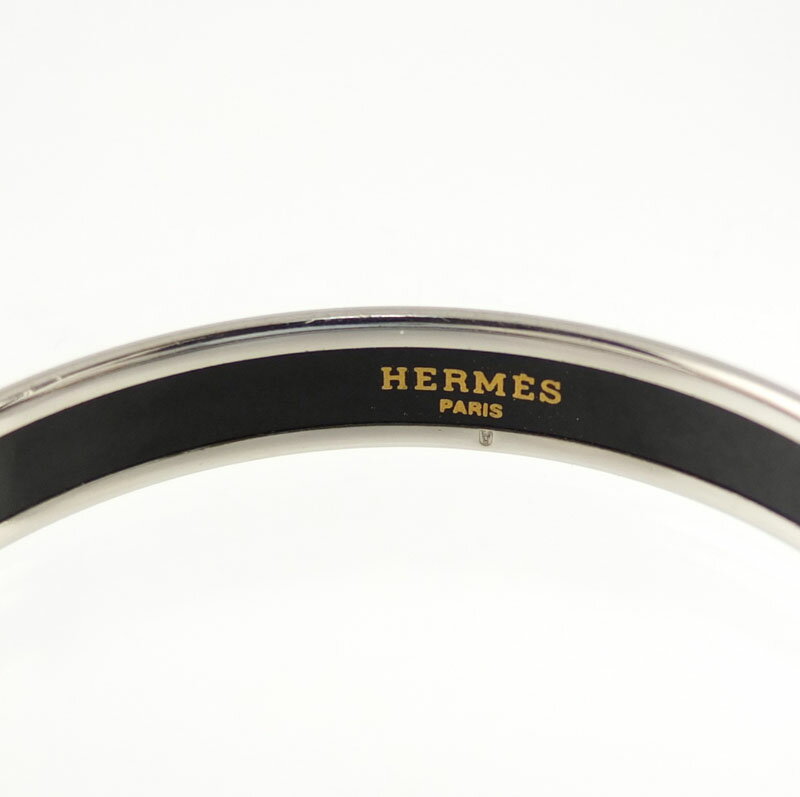 エルメス HERMES エマイユ PM バングル　ブレスレット　七宝焼き　ブラック　シルバー金具　アクセサリー　レディース 【中古】