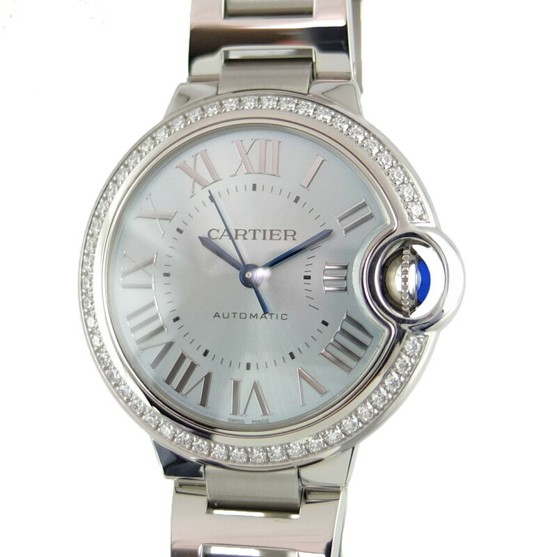 カルティエ CARTIER バロンブルー ドゥ カルティエ 33mm W4BB0028 ベゼルダイヤ 自動巻 レディース 腕時計 SS 【中古】