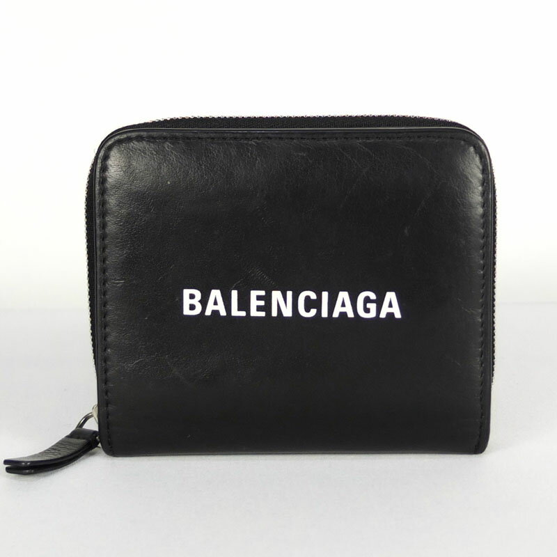 バレンシアガ BALENCIAGA コンパクトウォレット 551933　二つ折り財布　ブラック　レザー 