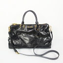 ミュウミュウ　MIUMIU　ハンドバッグ　RN1091　2WAYバッグ　レザー　ブラック　レディース　VITELLO　SHINE　NERO【中古