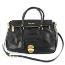 ミュウミュウ MIUMIU 2WAYバッグ RN0827 ショルダーバッグ ブラック ゴールド金具 レディース 【中古】