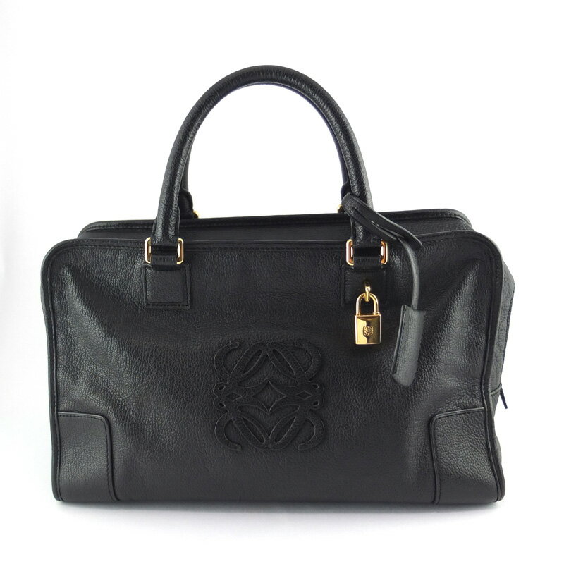 ロエベ LOEWE アマソナ36 アナグラム ハンドバッグ ブラック ゴールド金具 レディース 【中古】