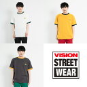 【20 OFF】【SALE】【VISION 03-23】USAコットンリンガー配色Tシャツvision street wear tシャツ メンズ レディース トップス USAコットン リンガー 配色 ストリート 7bridge セブンブリッジ セール sale 在庫処分