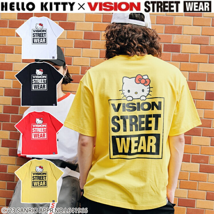 【VISION×ハローキティ 03-23】VISON×ハローキティマグロゴTシャツvision street wear tシャツ メンズ レディース トップス ハローキティTシャツ VISONTシャツ コラボTシャツ キャラクター キティちゃんグッズ 7bridge プレゼント