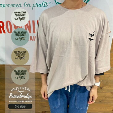 【7BRIDGE 07-07】7BRIDGE 親子お揃いFAMILY WHALE Tシャツ親子 家族 お揃い tシャツ レディース メンズ ユニセックス トップス セール sale 半袖 5分袖 夏 ファミリー くじら フロント刺繍 バック刺繍 アウトドア キャンプ ギフト Tシャツ 綿素材 アメカジ