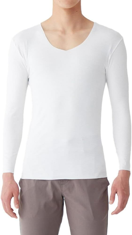 乐天商城 - GUNZE(グンゼ) ロングスリーブ【アウターにひびきにくい】YG NEXTRA〈CUT OFF〉 長袖 Vネック 天然発熱 日本製 部屋干し対応 抗菌 USAコットンメンズ