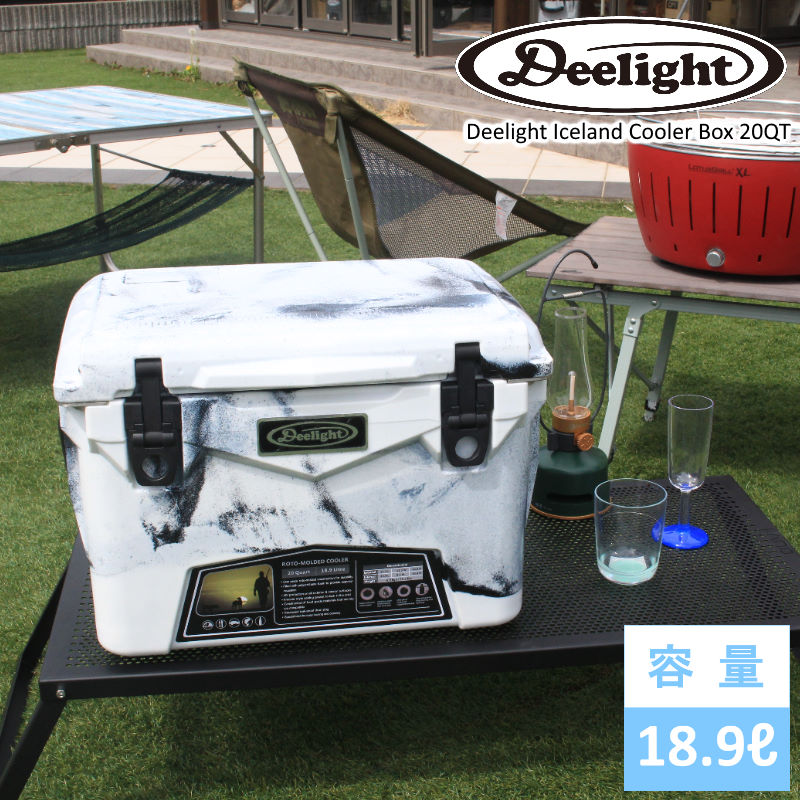 【あす楽】 Deelight/ディーライト クーラーボックス20QT Iceland Cooler Box アイスランドクーラーボックス 容量18.9リットル 最長で5日間も氷が持つ驚異の保冷力 まな板仕切りやワイヤーバスケット、ドリンクホルダー 方位磁石 栓抜き搭載【P変】【SPK】