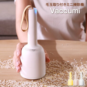 【あす楽】 Vaccumi/バキューミ 毛玉取り付きミニ掃除機 卓上掃除機 USB充電式のコードレス卓上掃除機 食卓からデスクまでちょっとしたゴミを吸い取りたいときに便利なコンパクトクリーナー 毛玉取りアタッチメント ノズルも付属で2wayで利用できる【P変】