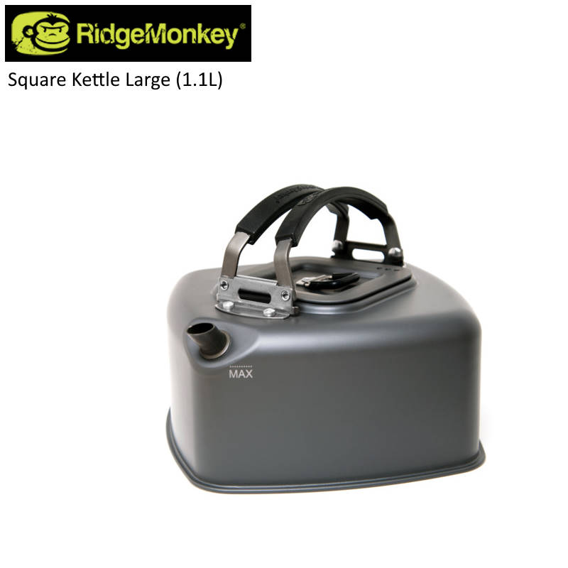 【あす楽】 RidgeMonkey/リッジモンキー スクエアケトルラージ(1.1L) 1100mlのスクエア型のおしゃれなケトル やかん ソロキャンプや車中泊などサイズもコンパクトでかさばらない 軽量で耐摩耗性の陽極酸化アルミニウム本体 折りたたみハンドル 収納ケース付【送料無料】