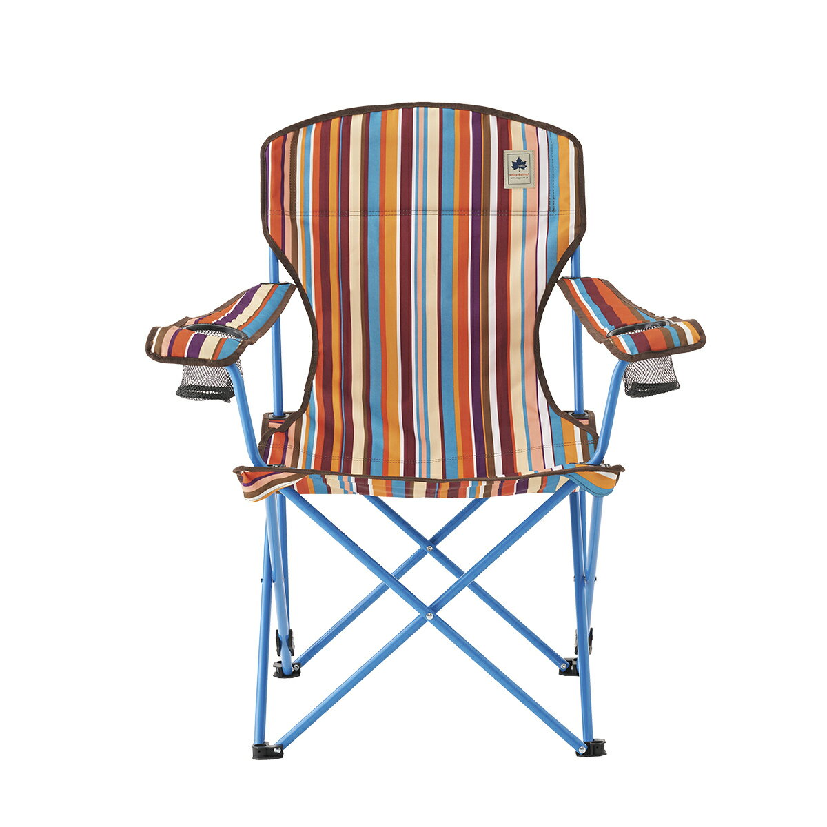 【あす楽】LOGOS/ロゴス リクライナーチェア(オレンジストライプ) 背もたれ2段階焼成可能なリクライニングチェア 椅子 アームレストにドリンクホルダー2個付き 収束型チェア 椅子