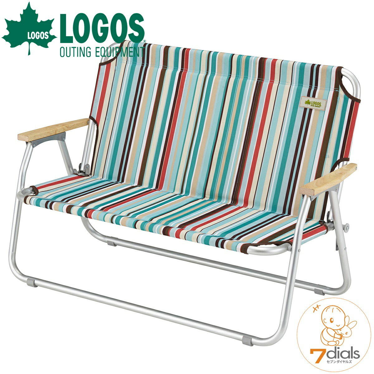 LOGOS/ロゴス チェアforツー(ストライプ)アルミフレーム使用の二人用チェア 2人用チェア ベンチシート 2人掛けチェア【送料無料】のサムネイル
