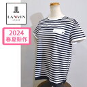 ランバン スポール ゴルフウェア レディース 【2024春夏】 ランバン レディース Tシャツ ボーダー 半袖 丸首 日本製 VLX157622 ゴルフウェア 紺白 LANVIN SPORT 送料無料