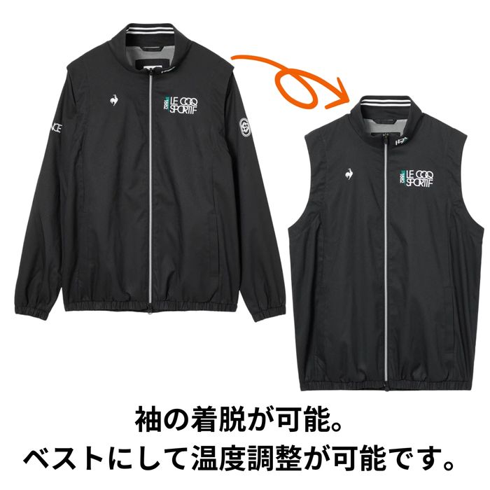 【2025-26秋冬】 ルコックゴルフ メンズ アウター ブルゾン ヒートナビ 裏地メッシュ 袖着脱可 はっ水 防風 ストレッチ 保温 通気 3Lサイズ有 ブランド LG5FWB00M 送料無料