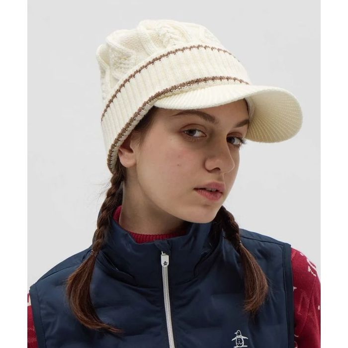 【2025-26秋冬】 マンシングウェア レディス ニット 帽子 キャップ ツバ付き ニット帽 保温 ゴルフウェア MG5FCP41L ブランド