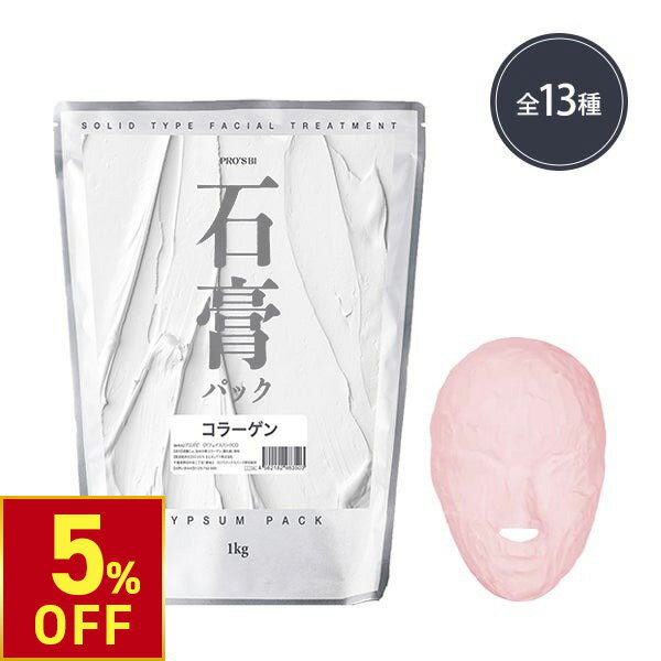 【5%OFFクーポン!3/26 (木) 1:59まで】 石膏パック フェイスパック 4回分 1kg 13種 プロズビ 顔パック エステ 業務用 はがす 剥がす パック