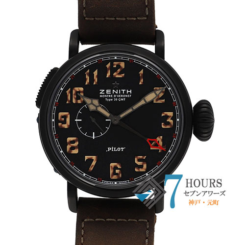 【111246】ZENITH ゼニス 96.2431.693/21.C738 パイロット タイプ20 GMT 世界限定1903本 ブラックダイヤル TI/レザー 自動巻き ギャランティーカード 純正ボックス 腕時計 時計 WATCH メンズ 男性 男 紳士【中古】