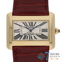 【117779】CARTIER カルティエ W6300856 タンク ディヴァンLM シルバーダイヤル YG/レザー（クロコ） 自動巻き 当店オリジナルボックス 腕時計 時計 WATCH メンズ 男性 男 紳士【中古】