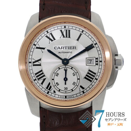 【117930】CARTIER カルティエ W2CA0002 カリブル ドゥ カルティエ シルバーダイヤル PG/SS/レザー（クロコ） 自動巻き 当店オリジナルボックス 腕時計 時計 WATCH メンズ 男性 男 紳士【中古】