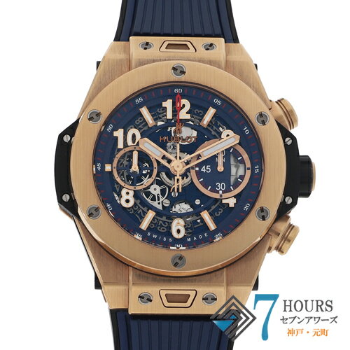 【118158】HUBLOT ウブロ 411.OX.5189.RX ウニコ キングゴールド ブルー/スケルトンダイヤル PG/ラバー 自動巻き ギャランティーカード 純正ボックス 腕時計 時計 WATCH メンズ 男性 男 紳士【中古】