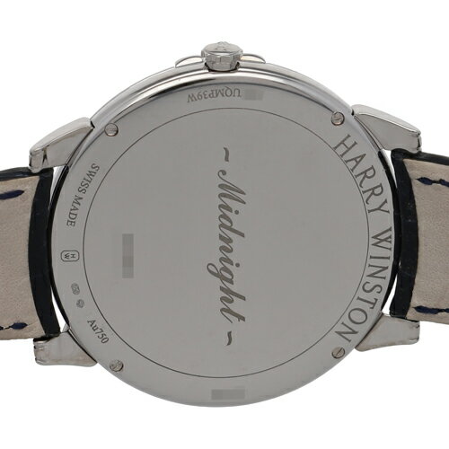 【118192】HARRY WINSTON ハリーウィンストン MIDQMP39WW001 ミッドナイト ムーンフェイズ シルバーダイヤル WG/レザー（クロコ） クオーツ 純正ボックス 腕時計 時計 WATCH メンズ 男性 男 紳士【中古】
