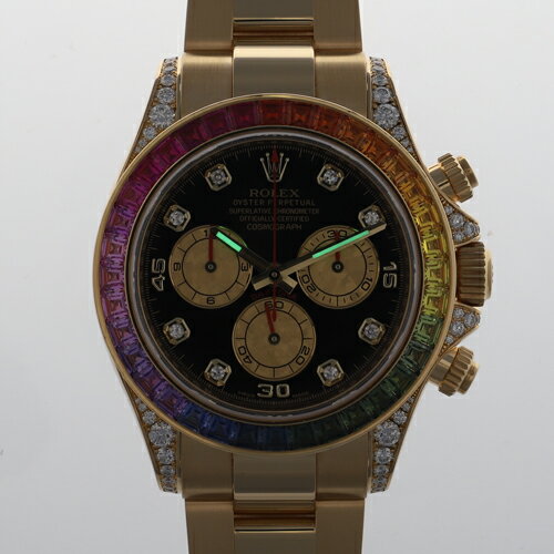 【123240】ROLEX ロレックス 116598RBOW コスモグラフデイトナ ブラック/シャンパンダイヤル ランダム番 YG 自動巻き ギャランティーカード 純正ボックス 国際サービス保証書 腕時計 時計 WATCH メンズ 男性 男 紳士【中古】