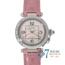 【127617】CARTIER カルティエ W3107099 パシャC メリディアン 2004年クリスマス限定 ピンクシェルダイヤル SS/レザー(クロコ) 自...