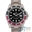 【128936】ROLEX ロレックス 116759SARU GMTマスター2 ブラックダイヤル V番 WG 自動巻き ギャランティーカード 純正ボックス 腕時...