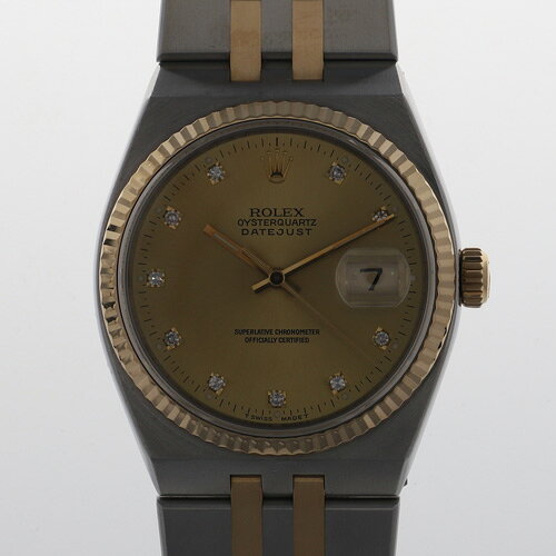 【133791】ROLEX ロレックス 17013G デイトジャスト 36 旧10Pダイヤ シャンパンダイヤル N番 YG/SS クオーツ ギャランティーカード 純正ボックス 腕時計 時計 WATCH メンズ 男性 男 紳士【中古】